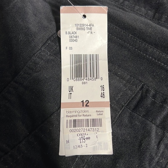 ANNE KLEIN BLACK VELVET LIKE SWING TIME PANTS Size 12 NWT - Picture 8 of 11